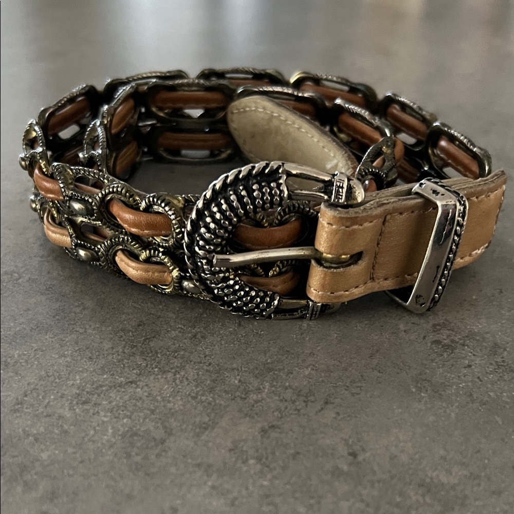 Women’s Tan and Brown Leather Belt